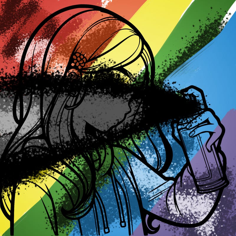 a realistic girl spray painting