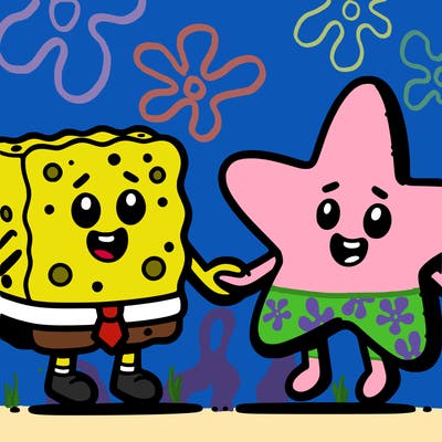 spongebob squarepants  and patrick star holding hands