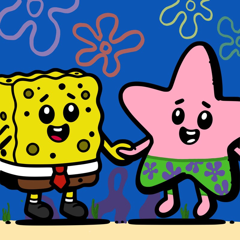 spongebob squarepants  and patrick star holding hands