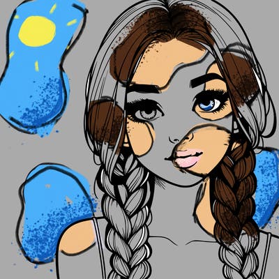 realistic girl with braids