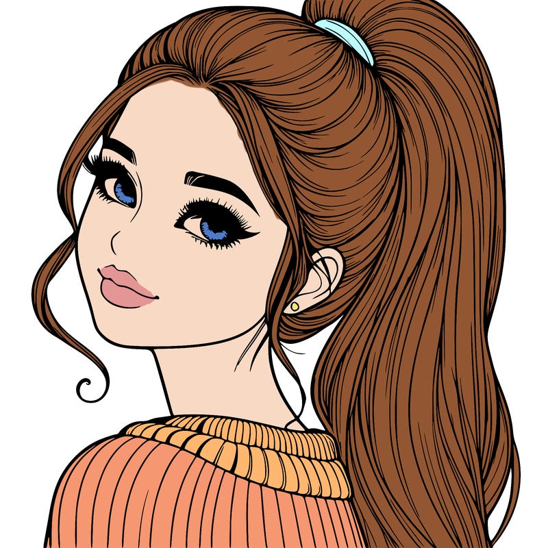 beautiful realistic girl with high ponytail