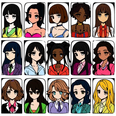 girls that look diffrent anime