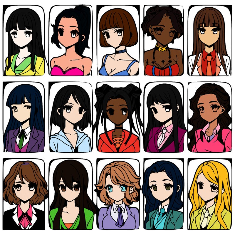 girls that look diffrent anime