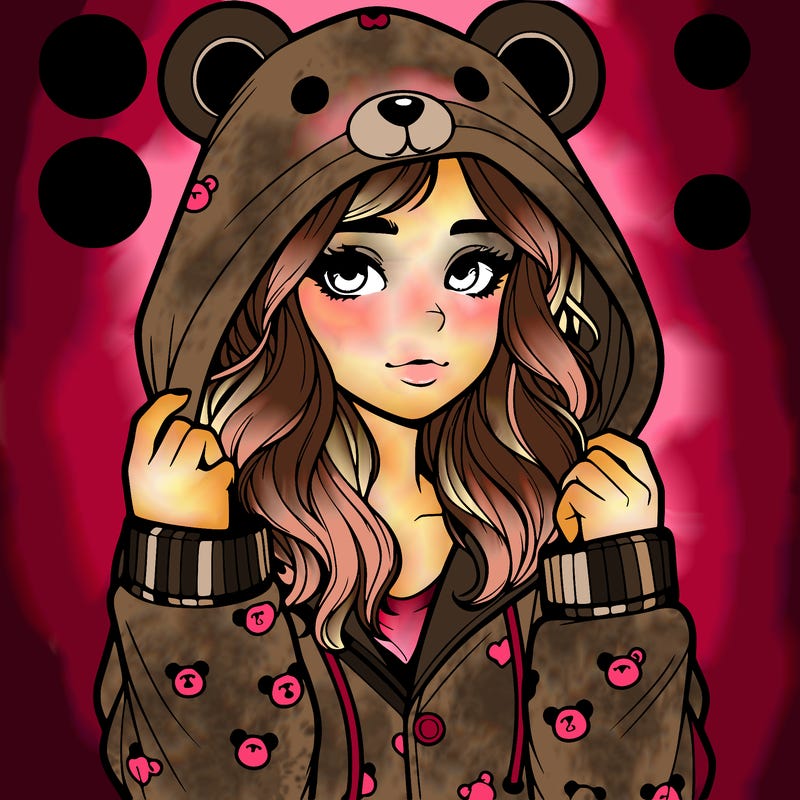 realistic girl in a animal pjs hoodie