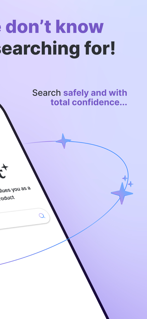 Qwant-App-Bildschirm, der privates und sicheres Suchen mit Zuversicht hervorhebt.