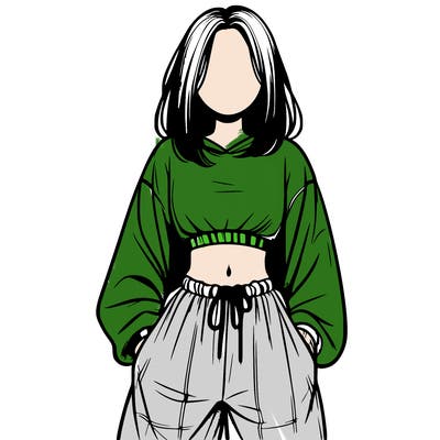 realistic girl faceless with baggy pants and a crop top