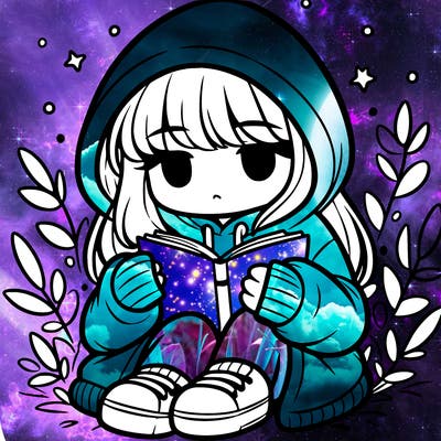 girl in oversized hoodie reading a book