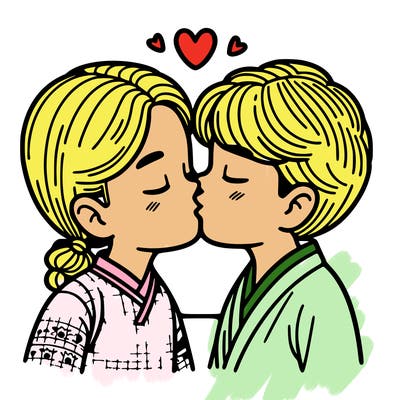 boy and girl kissing