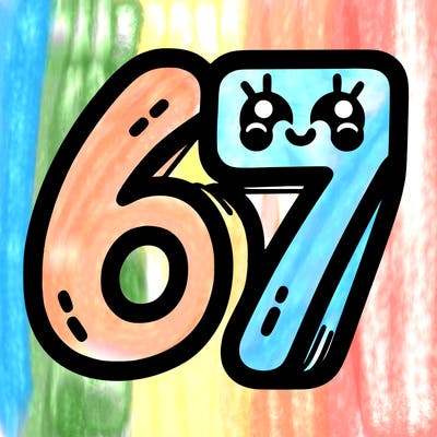 the numbers 67