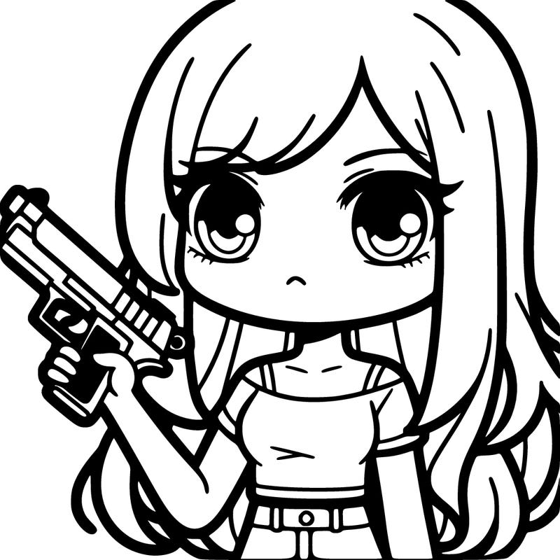 girl with a gun and long hair