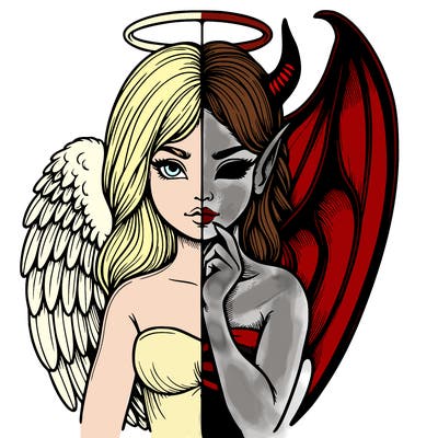 realistic angel half demon