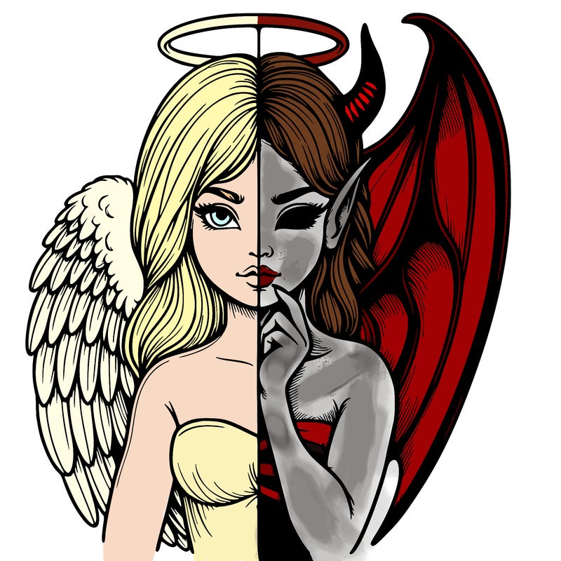 realistic angel half demon