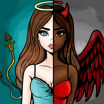 devil vs angel realistic girl