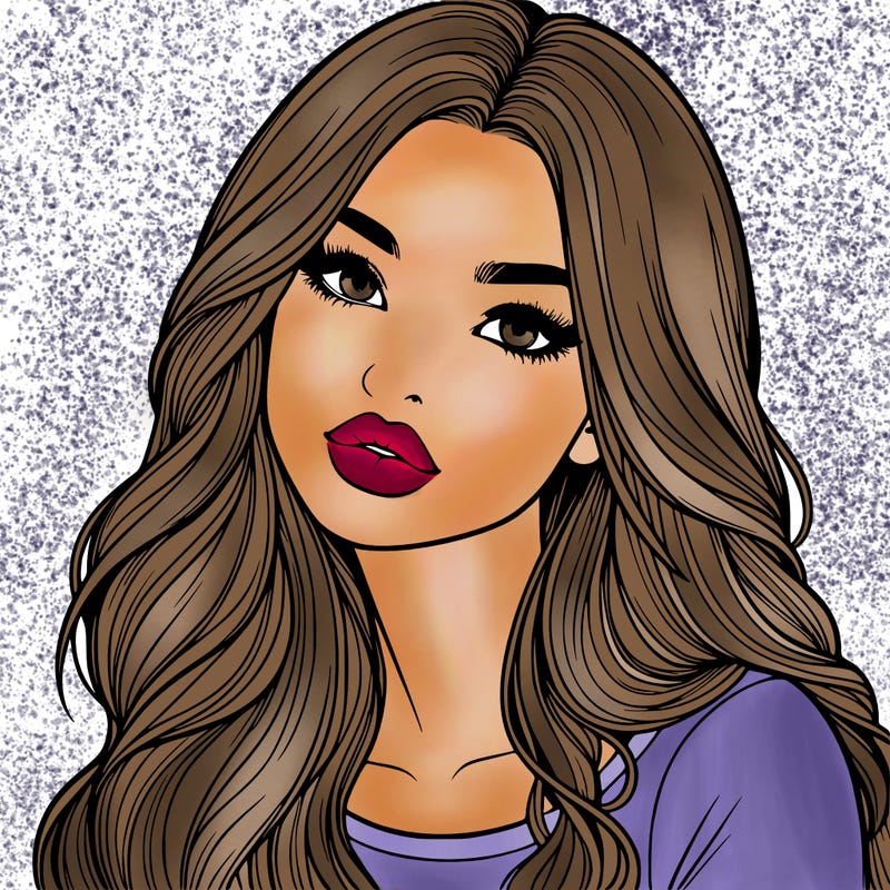 realistic girl with hair on her hair and lips