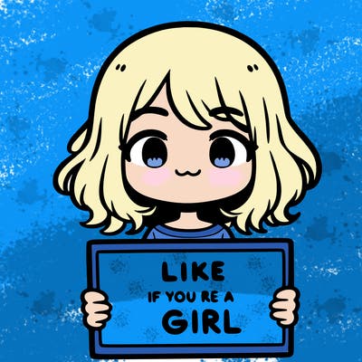 a cute girl holding a sign that says like if you’re a girl