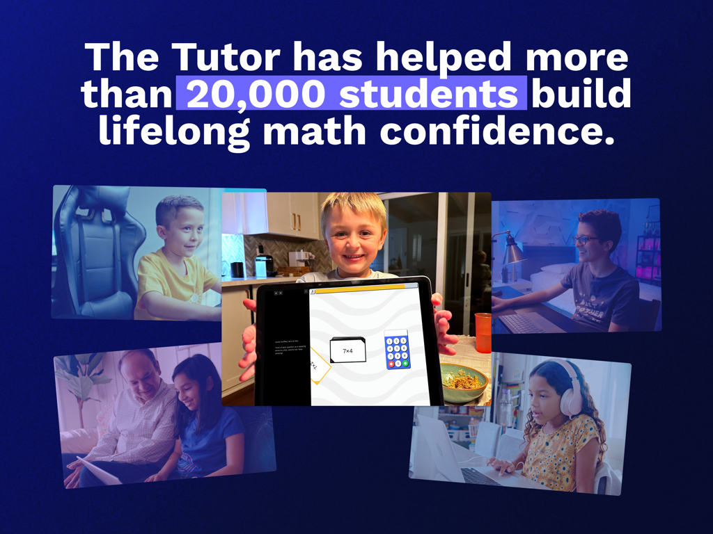 Synthesis Math Tutor - Un collage de niños diversos usando la aplicación Synthesis Math Tutor en tabletas y computadoras.