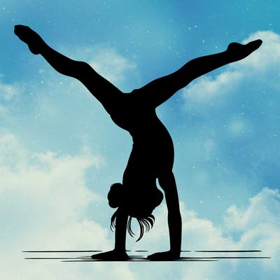 realistic gymnastic hand stand girl in four splits