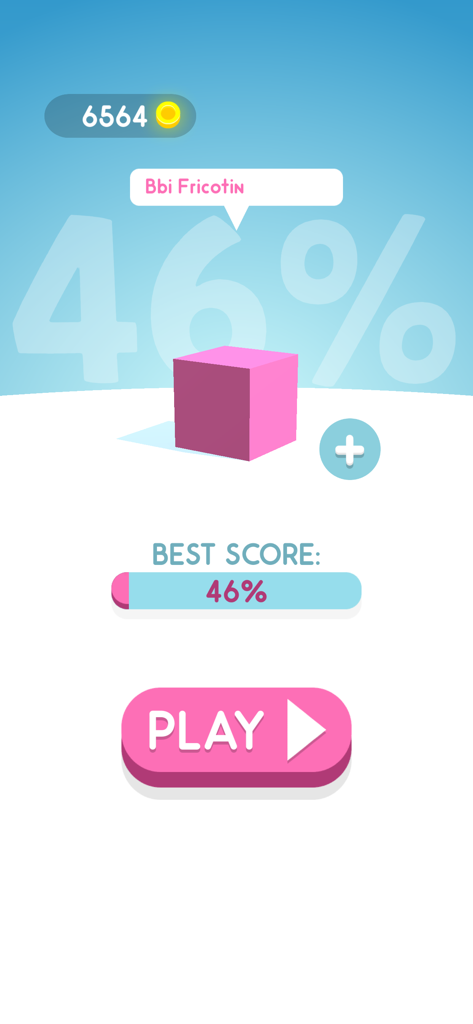 Paper.io 4 - El menú de inicio del juego móvil Paper.io 4, con un personaje de cubo rosa y un botón de jugar.