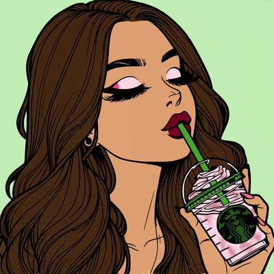 realistic girl drinking starbucks