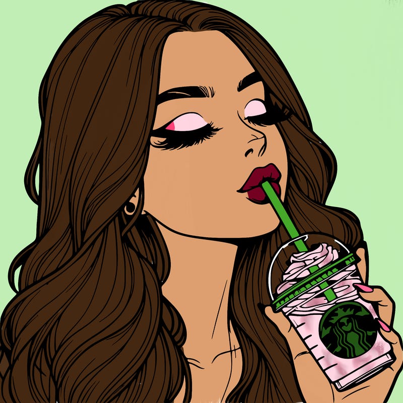 realistic girl drinking starbucks