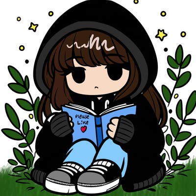 girl in oversized hoodie reading a book