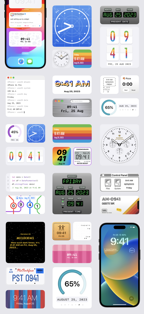 McClockface – Flip Clock - A collection of diverse and aesthetic iOS clock and date widget designs from McClockface
