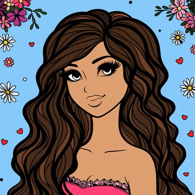 pretty woman with long wavy hair