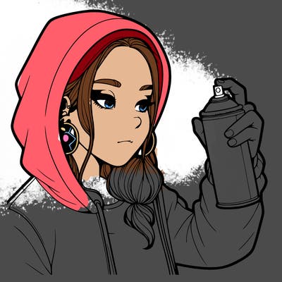 a realistic girl, spray painting