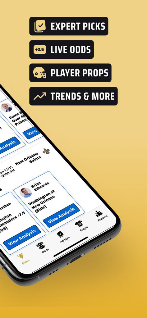 VegasInsider Betting Tips - Smartphone screen displaying VegasInsider app with expert sports betting picks and live odds
