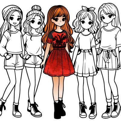 a group of five girls