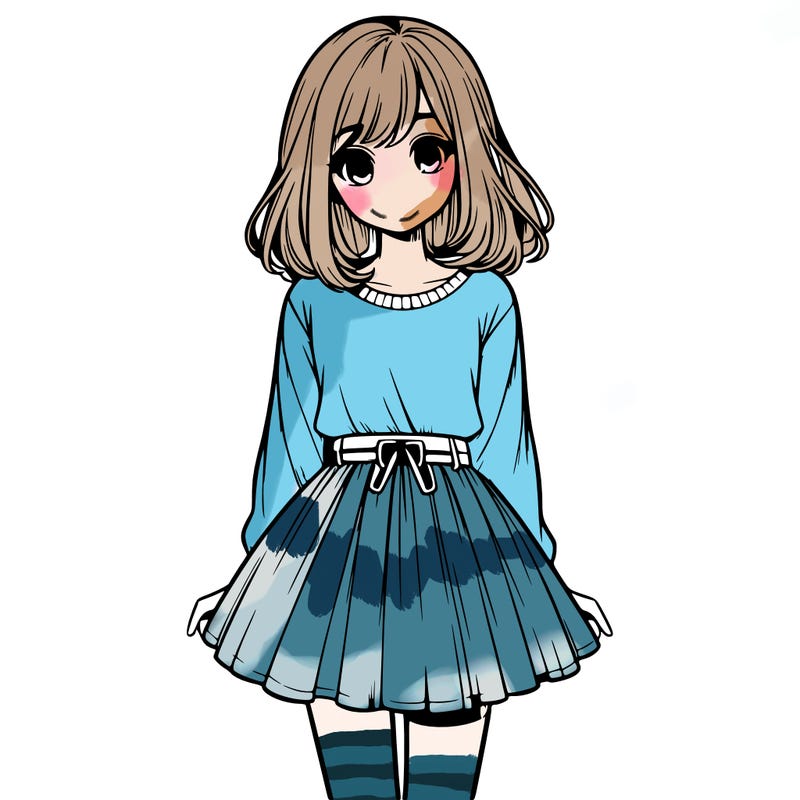 realistic girl with a skirt on