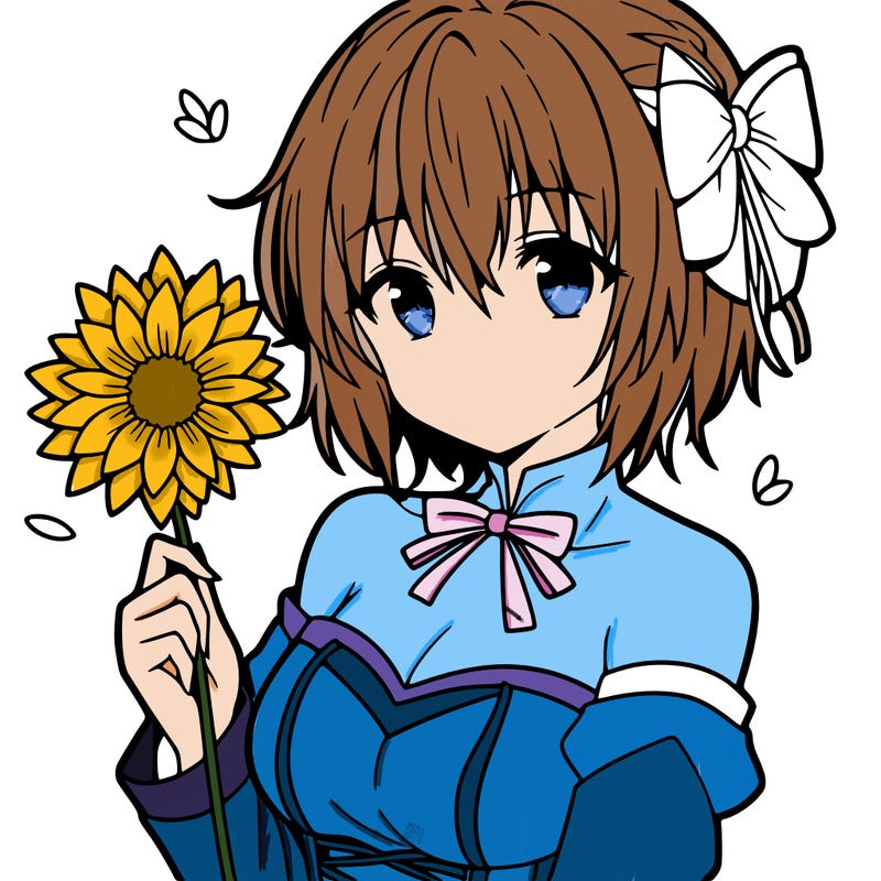 anime girl holding a flower