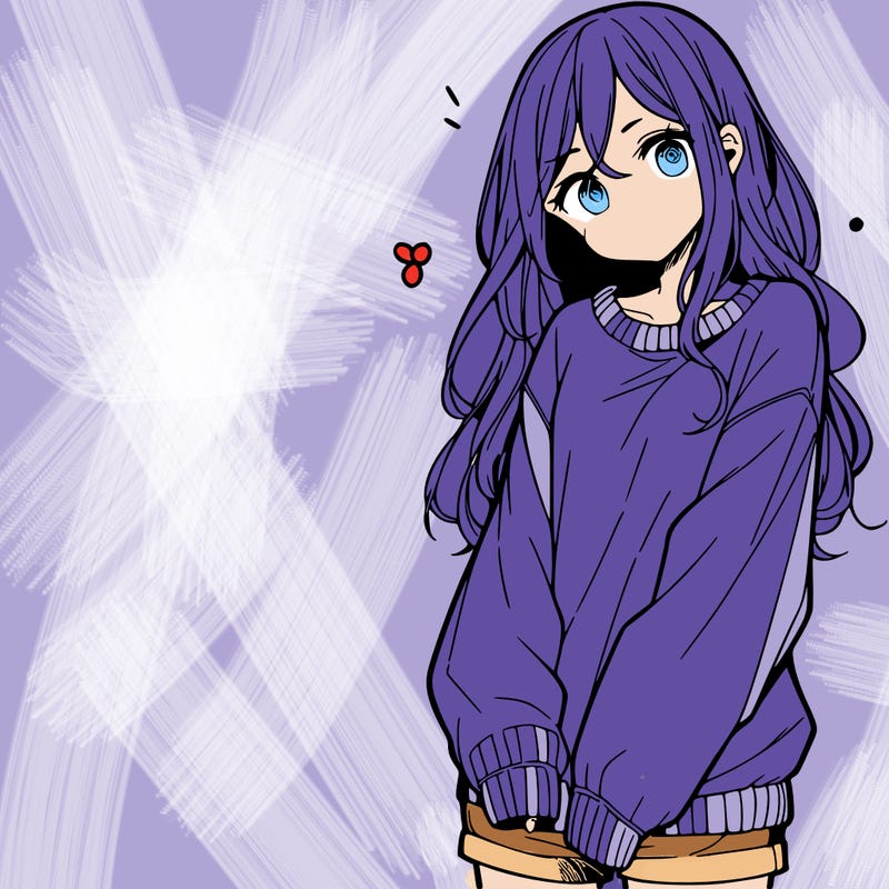 manga teen girl  in a sweater and baggy pants