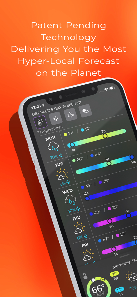 MyRadar Weather Radar Pro - Detailed five day local weather forecast screen on MyRadar Pro app