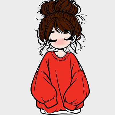girl with baggy sweatshirt and messy bun