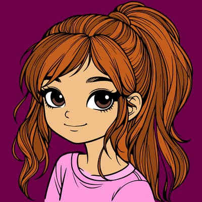 realistic girl with ponytail