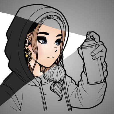 a realistic girl, spray painting