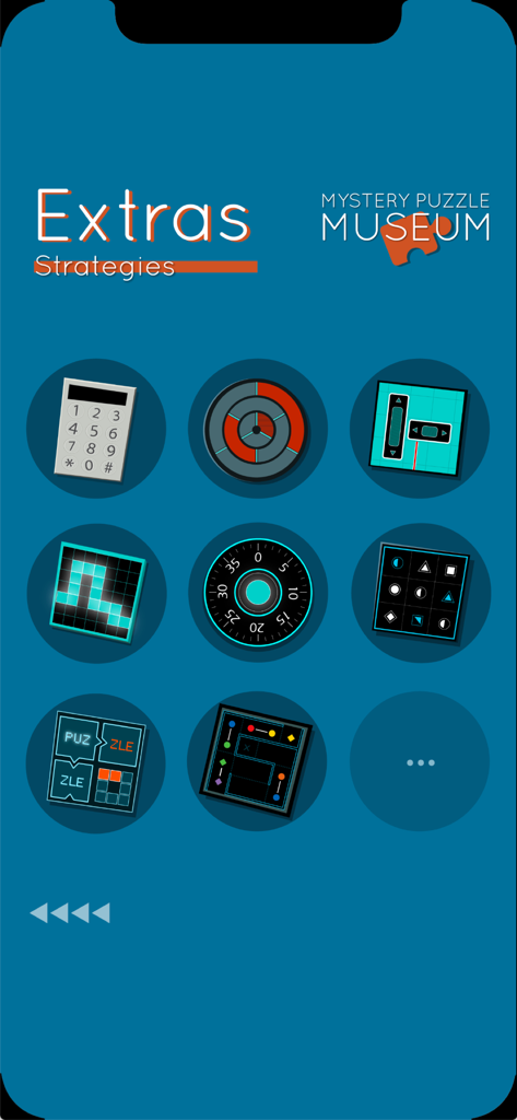 Mystery Puzzle Museum - Mystery Puzzle Museum extras screen displaying various logic puzzle types and solving strategies