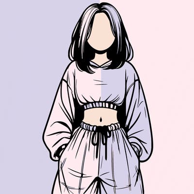 realistic girl faceless with baggy pants and a crop top