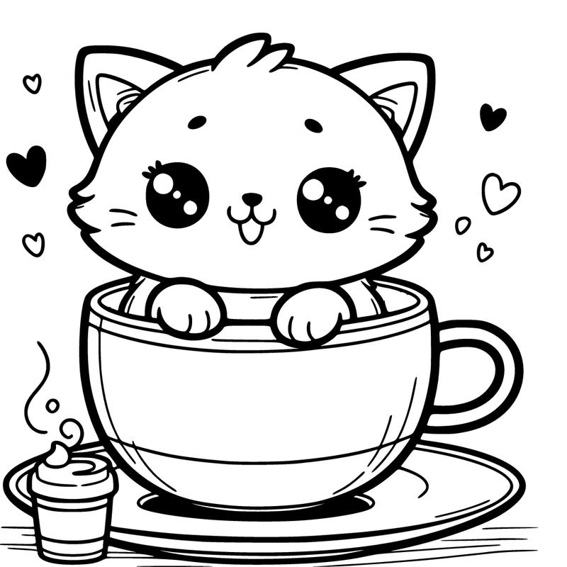 cute cat in a coffee cup