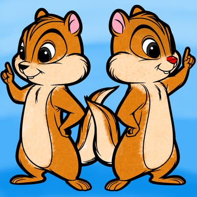 two tamias standing up split realistic