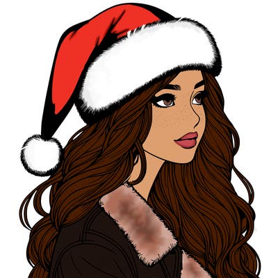 realistic girl in santa hat