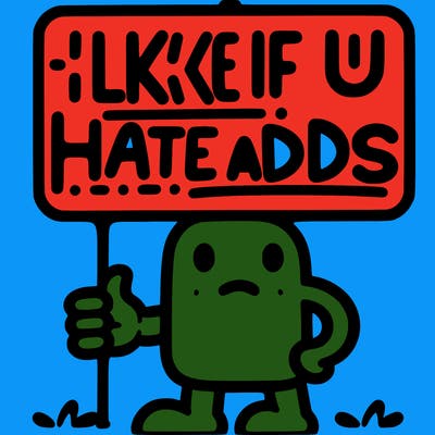 sign that says like if u hate adds