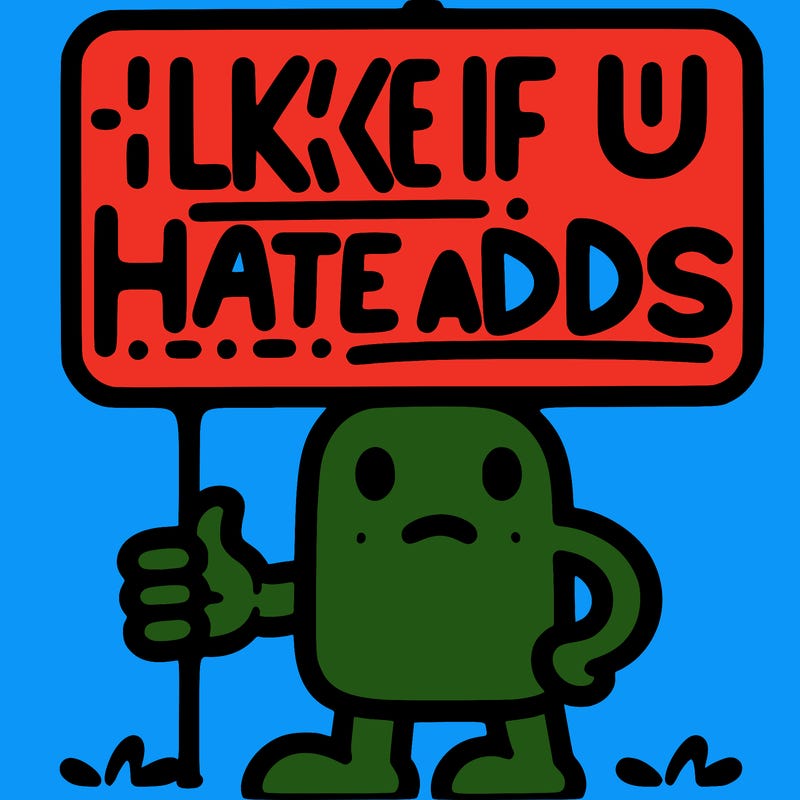 sign that says like if u hate adds