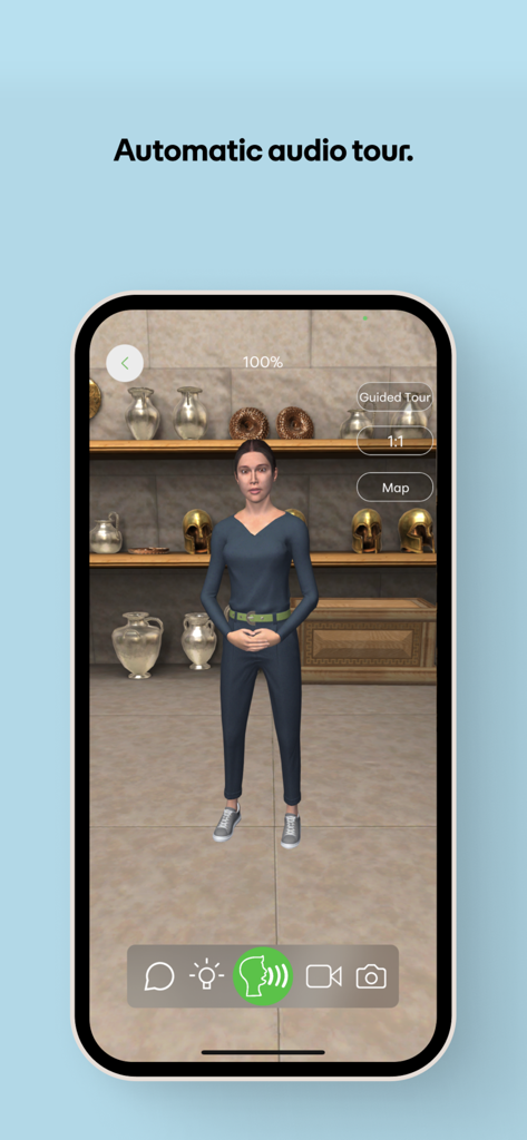 COSMOTE CHRONOS - COSMOTE CHRONOS app interface featuring Clio the AI digital tour guide presenting historical artifacts