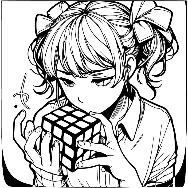 a realistic girl solving a rubix cube