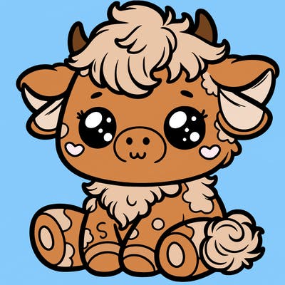 fluffy cute baby cow