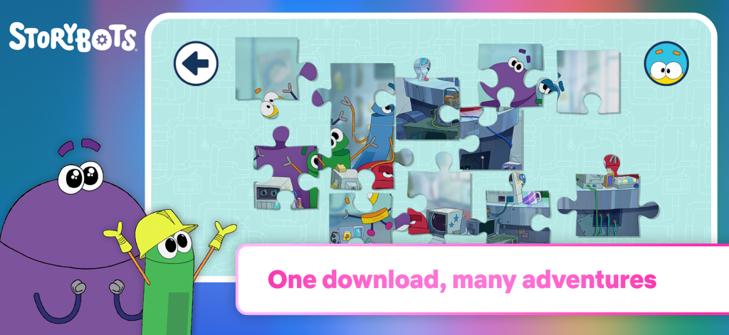 Netflix Playground - Un gioco di puzzle digitale con i personaggi di StoryBots nell'app Netflix Playground