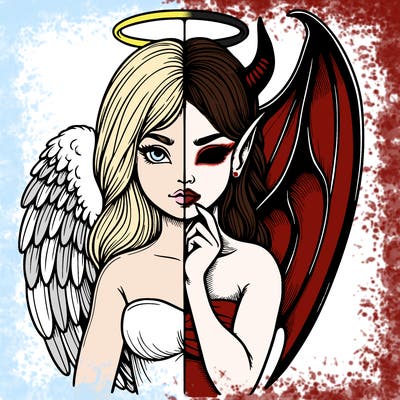 realistic angel half demon