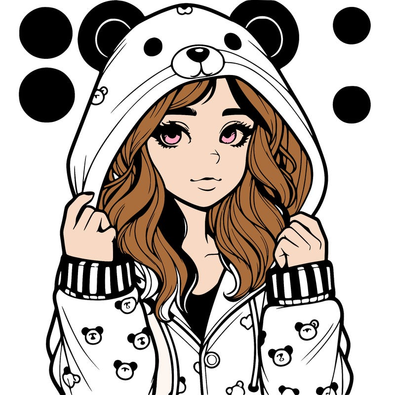 realistic girl in a animal pjs hoodie